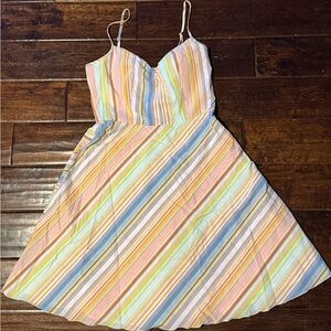 Trina Turk Multicolor Striped fit and flare Dress 8 Medium